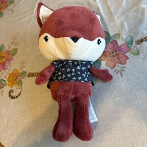H&M Home Red FOX 12" Plush Girl Dress Bow Stuffed Animal